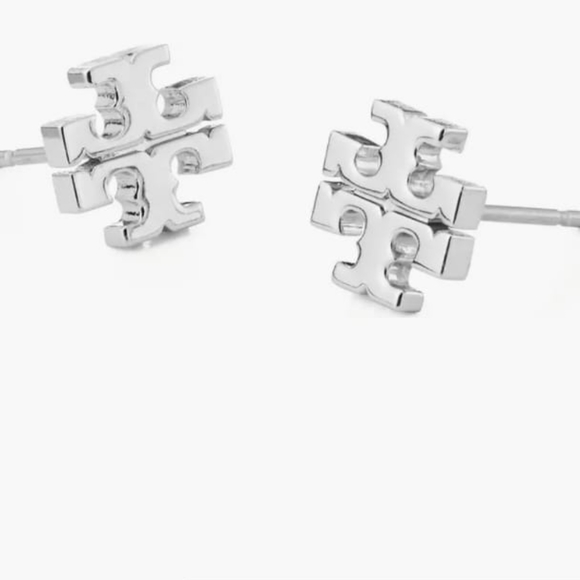 Tory Burch Jewelry - Tory Burch logo stud earrings silver .4 inch diameter never used